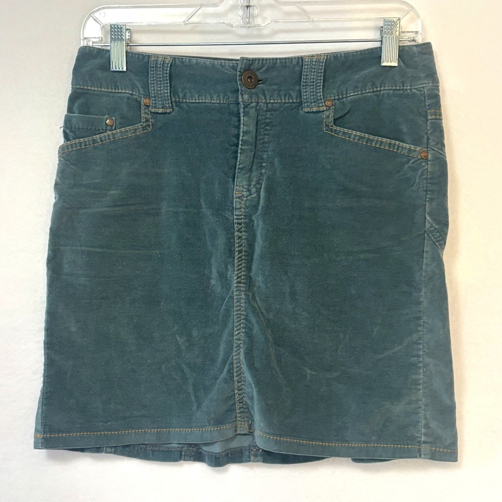 American Eagle Women's size 0 teal blue green velvet‎ stretch skirt